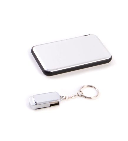 Kişiye Özel Powerbank - Metal Anahtarlıklı USB Gümüş - Premium Kahve