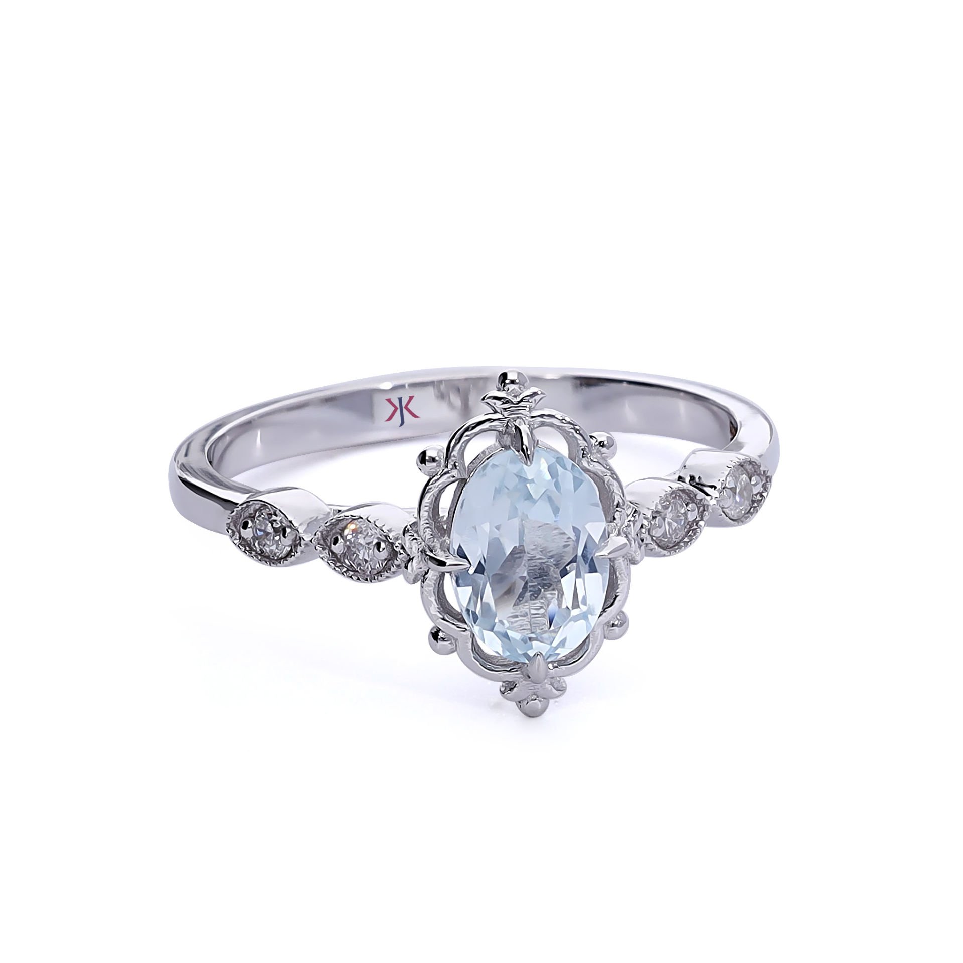 Vintage Aquamarine Taşlı Pırlantalı Yüzük