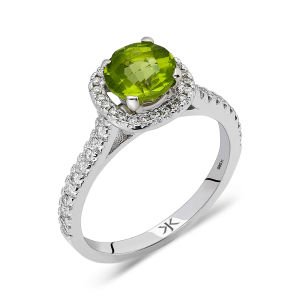 Peridot Taşlı Pırlantalı Yüzük