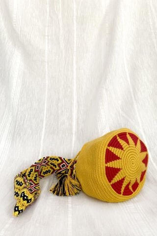 Mini Tatlı Sarı Wayuu Mochila Çanta, Kol Çantası