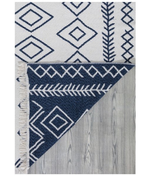 Duo Beyaz Mavi Çift Taraflı Yıkanabilir Dokuma Kilim 23000A 160 x 230 Cm