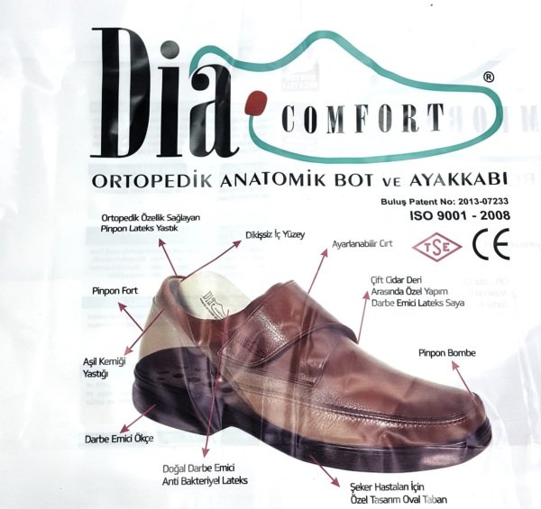 Dia Comfort-102 Geniş Kalıp Deri Anatomik Siyah Erkek Ayakkabı