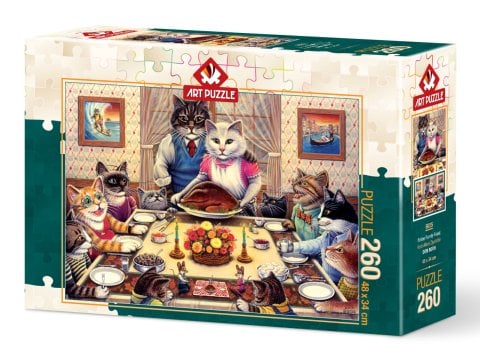 Art Puzzle Kedi Ailesi Ziyafette 260 Parça Puzzle