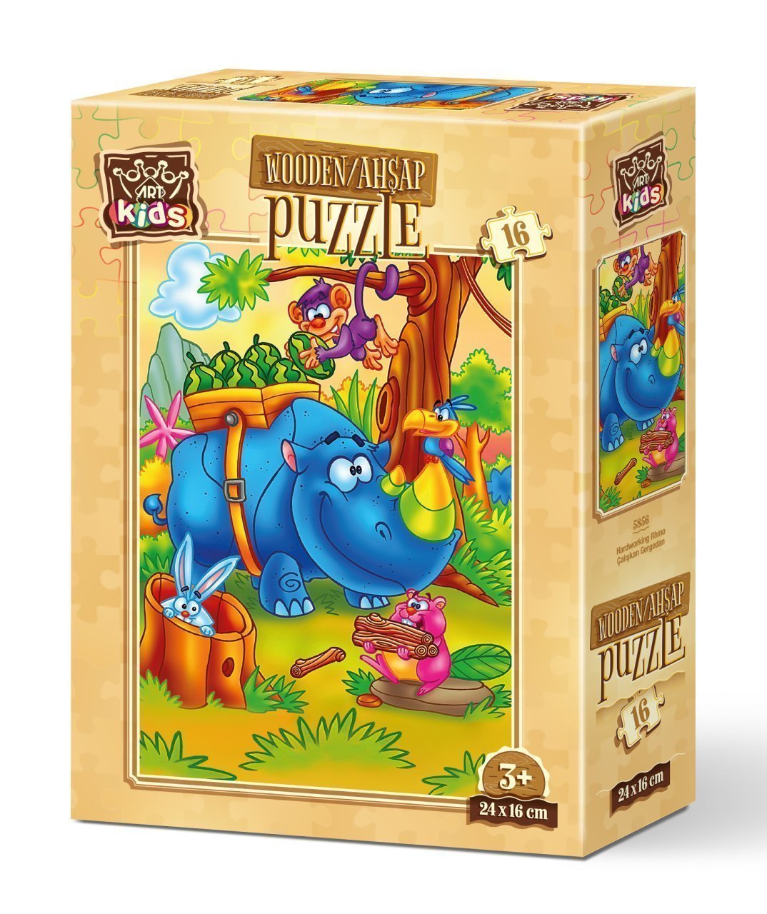 Art Kids Çalışkan Gergedan 16 Parça Ahşap Puzzle