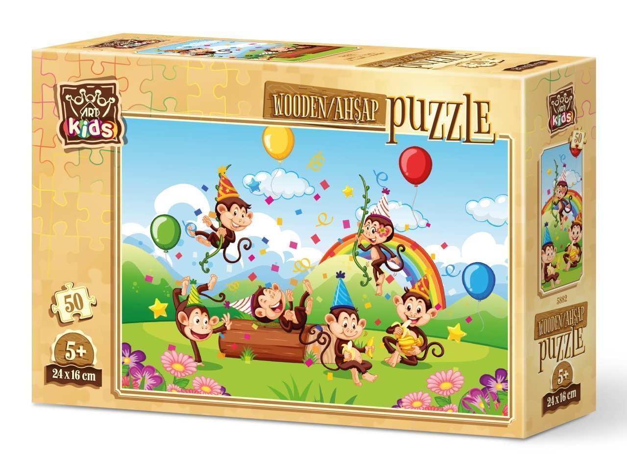 Art Kids Maymunlar Partisi 50 Parça Ahşap Puzzle