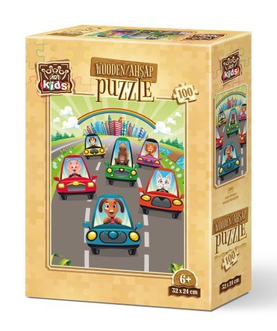 Art Kids Sevimli Sürücüler 100 Parça Ahşap Puzzle