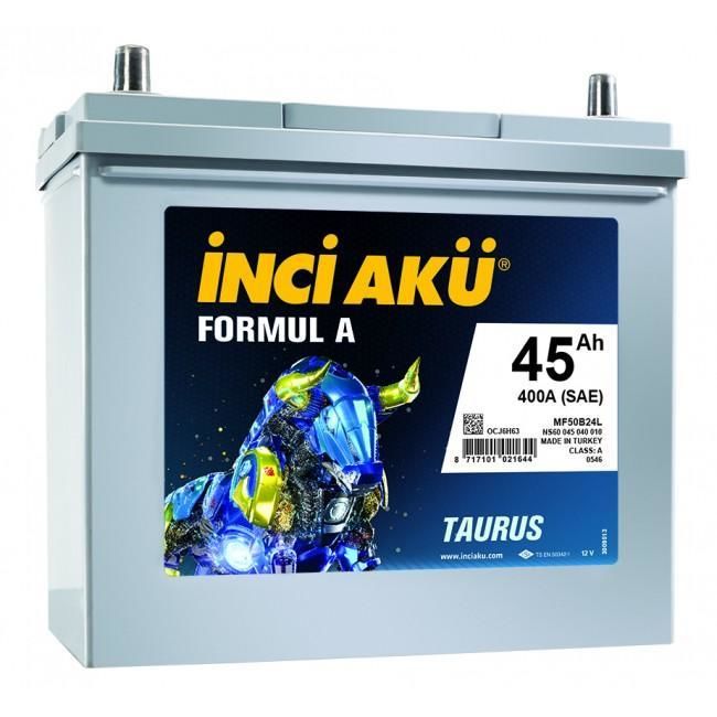 12 Volt 45 Ah İnci 400SAE Formul A Taurus Dar  Düz