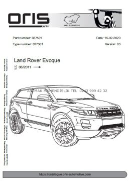 LAND ROVER RANGE ROVER EVOQUE  2011 MODEL YILI ÜZERİ ORİS ÇEKİ DEMİRİ