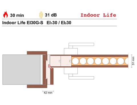 EI30G-S 31 dB Anigra Yangına Dayanıklı Ahşap Kapı