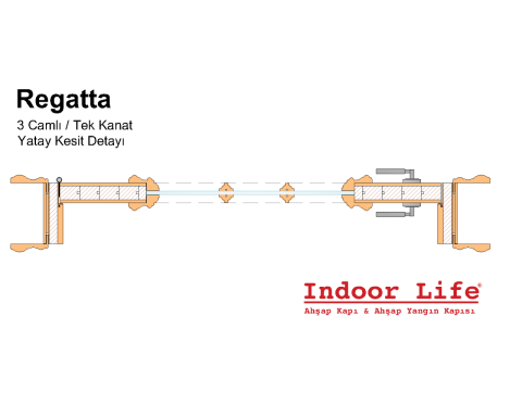 Regatta 3 Camlı Doğal Ceviz Ahşap Kapı