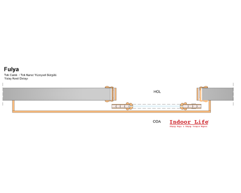 Fulya Tek Camlı Yüzeysel Sürgülü Ahşap Kapı