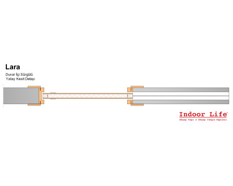 Lara Meşe 150 Duvar İçi Sürgülü Ahşap Kapı