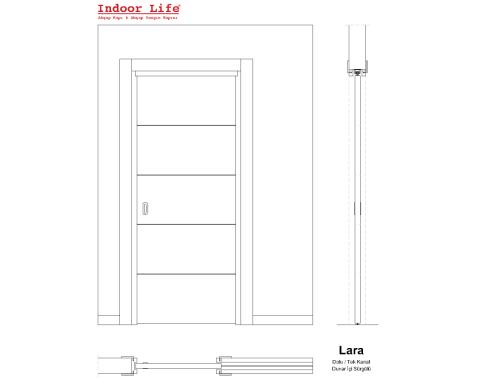 Lara Meşe 150 Duvar İçi Sürgülü Ahşap Kapı