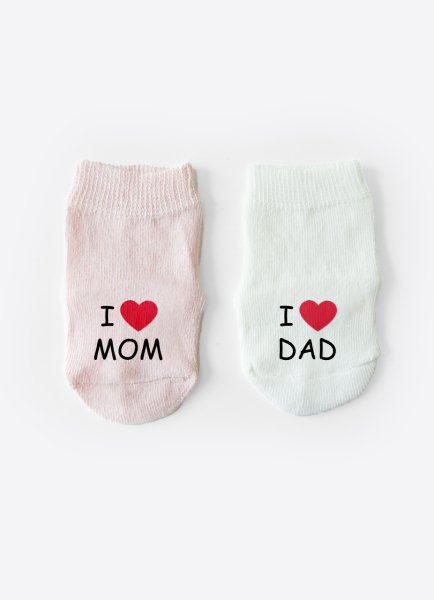 Organik ASK I Love Mum&Dad 2'li Çorap