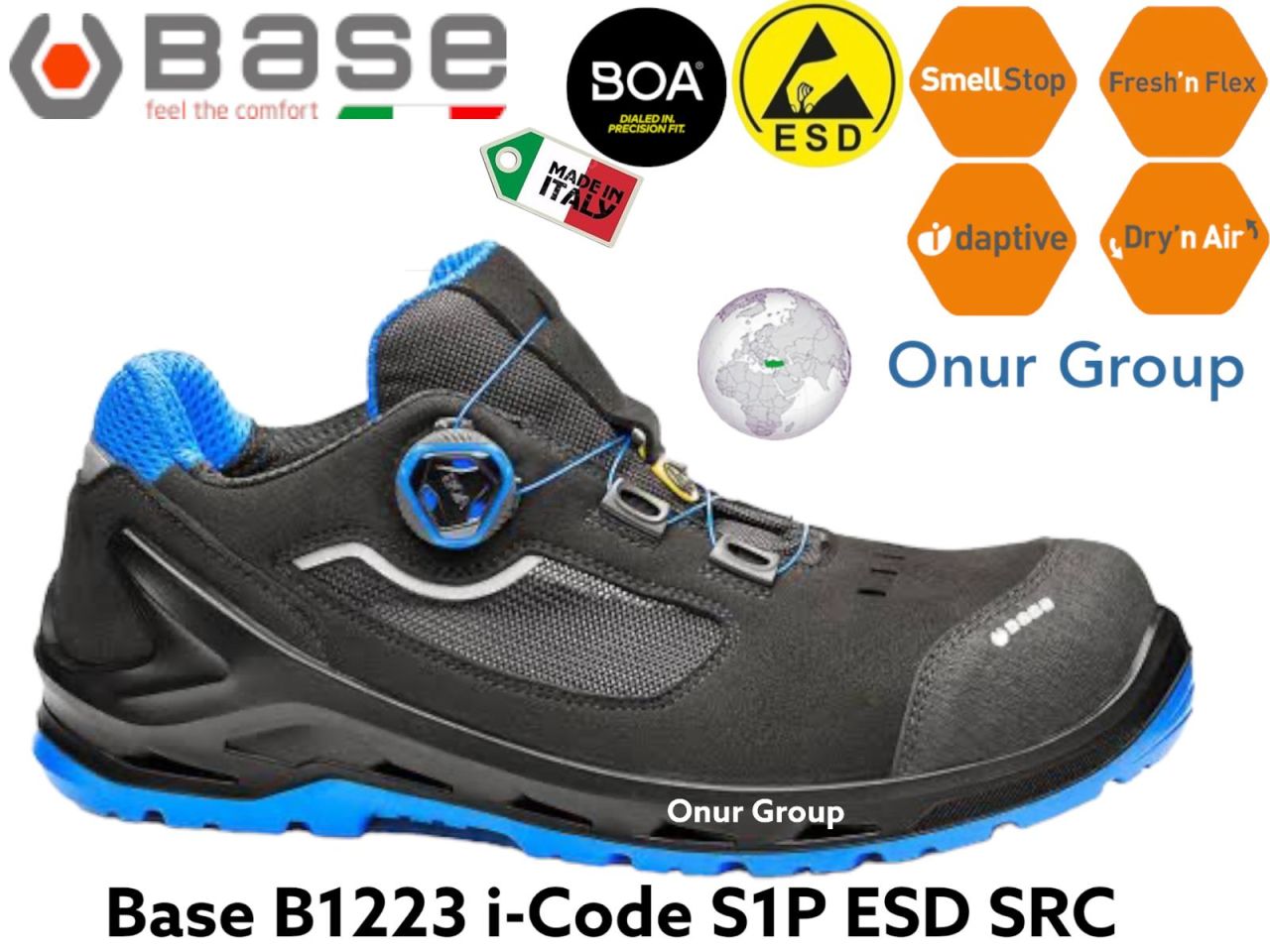 BASE B1223 i-Code S1P ESD SRC İtalyan İş Güvenliği Ayakkabısı