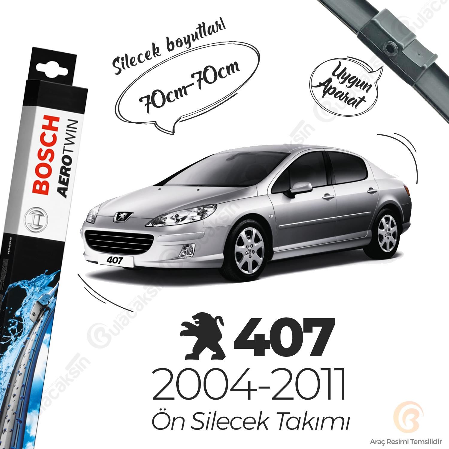 Bosch Aerotwin Muz Silecek Takımı Peugeot 407 2004-2011 ile uyumlu