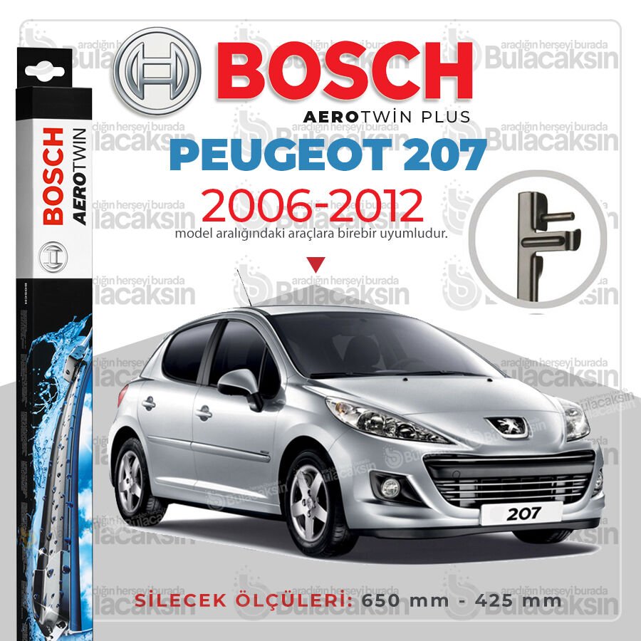 Bosch Aerotwin Muz Silecek Takımı Peugeot 207 2006-2012 ile uyumlu