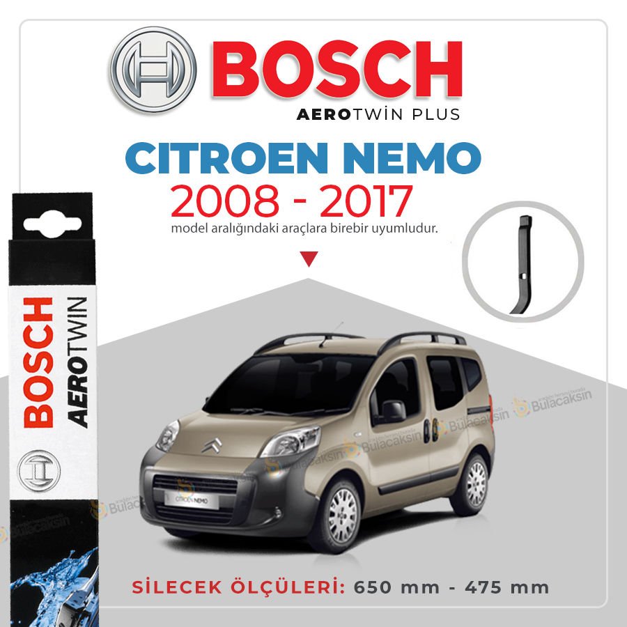 Bosch Aerotwin Muz Silecek Takımı Citroen Nemo 2008-2017 ile uyumlu