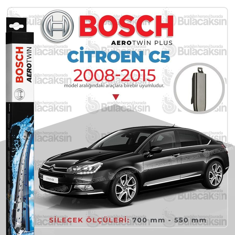 Bosch Aerotwin Muz Silecek Takımı Citroen C5 2008-2015 ile uyumlu