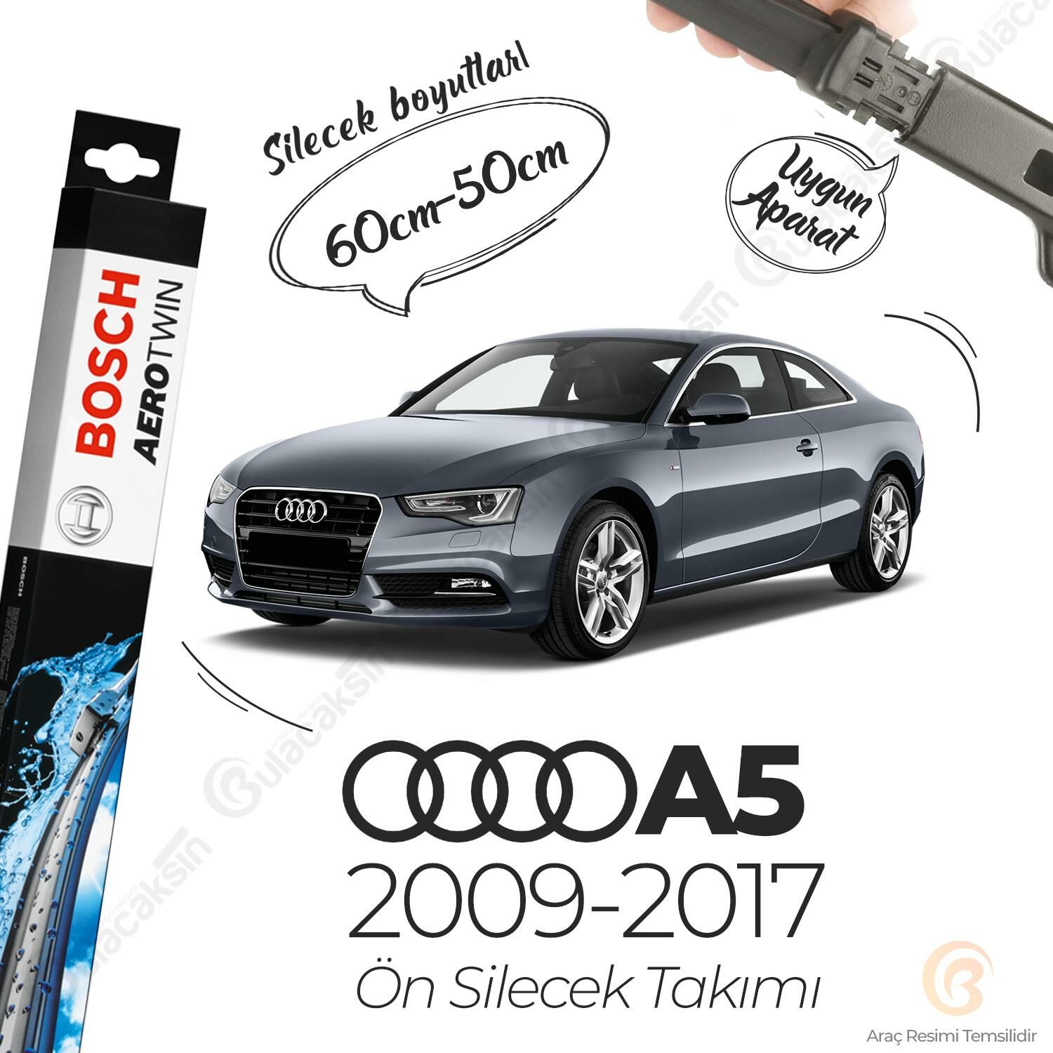 Bosch Aerotwin Muz Silecek Takımı Audi A5 2009-2017 ile uyumlu