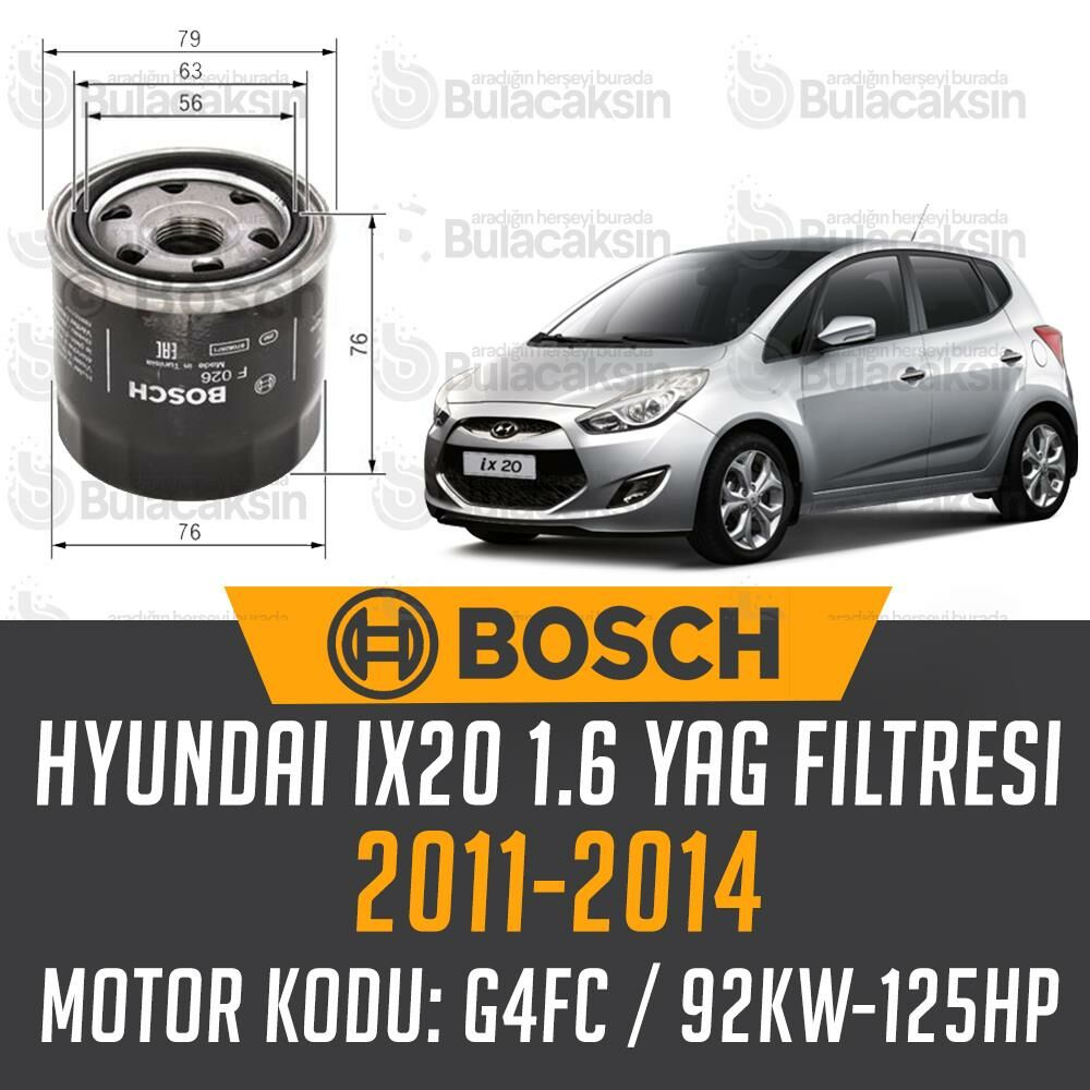 Hyundai İX20 1.6 2011 - 2014 Bosch Yağ Filtresi
