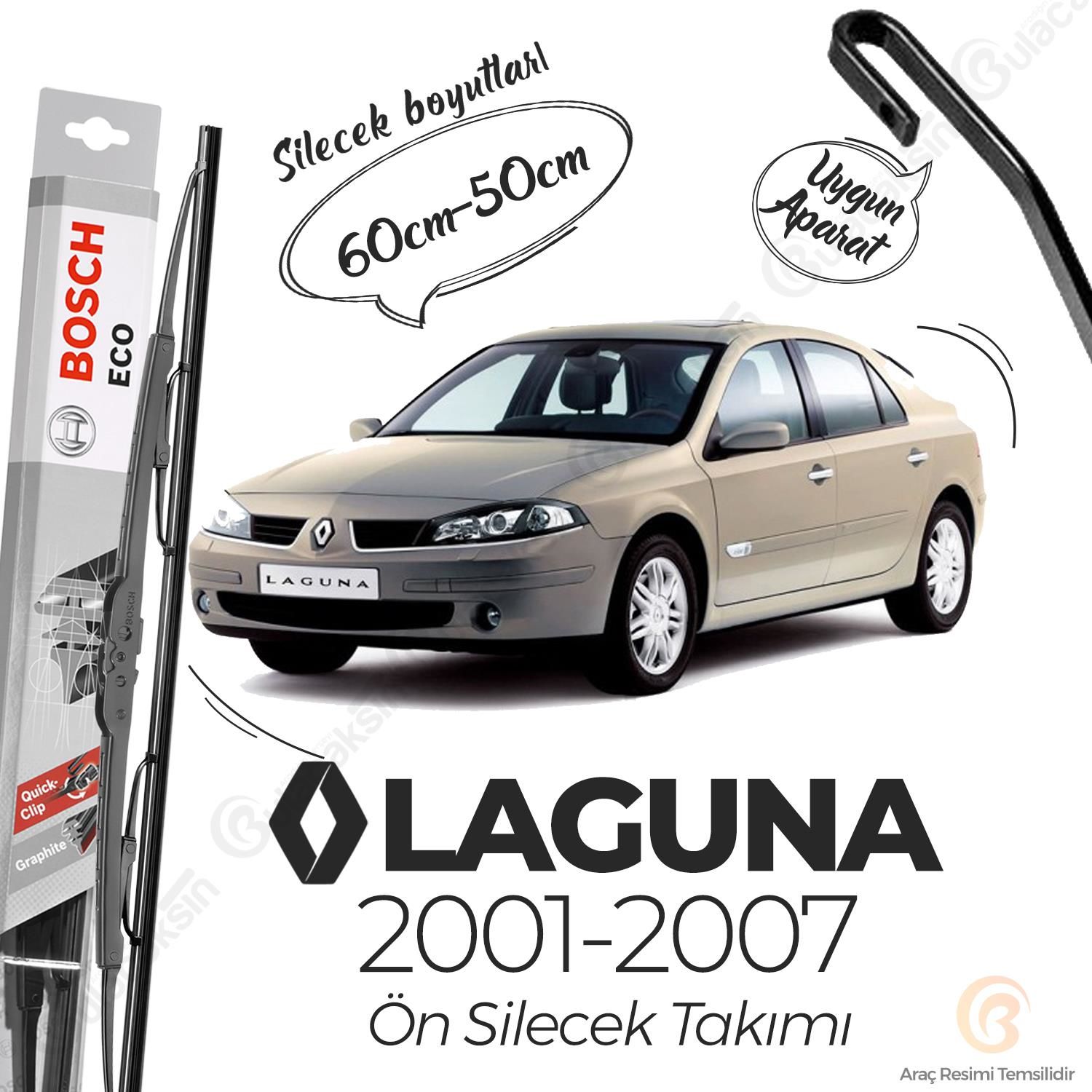 Bosch Eco Ön Silecek Takımı Renault Laguna 2001-2007 ile uyumlu