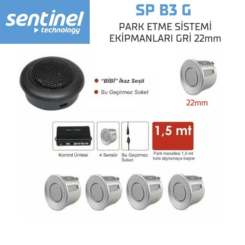 Sentinel Park Sensörü Ses İkazlı 22mm Gri