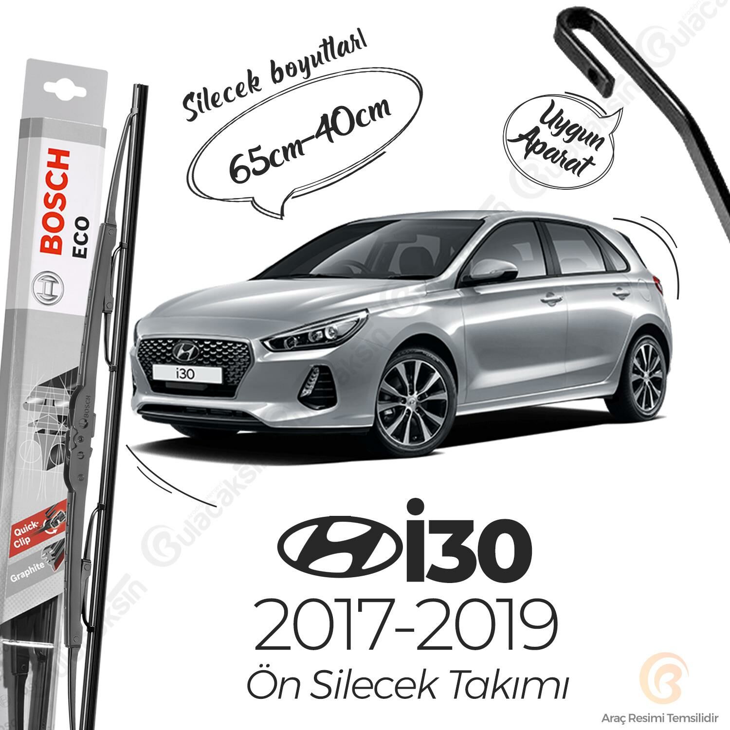 Bosch Eco Ön Silecek Takımı Hyundai i30 2017-2019 ile uyumlu