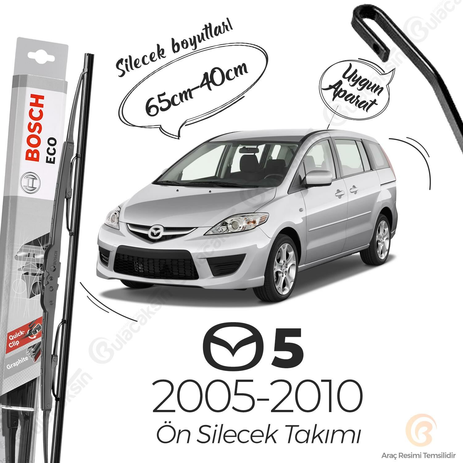 Bosch Eco Ön Silecek Takımı Mazda 5 2005-2010 ile uyumlu