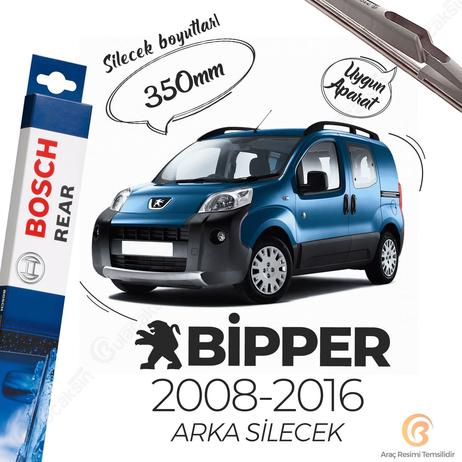Bosch Rear Arka Silecek Peugeot Bipper 2008-2017 ile uyumlu