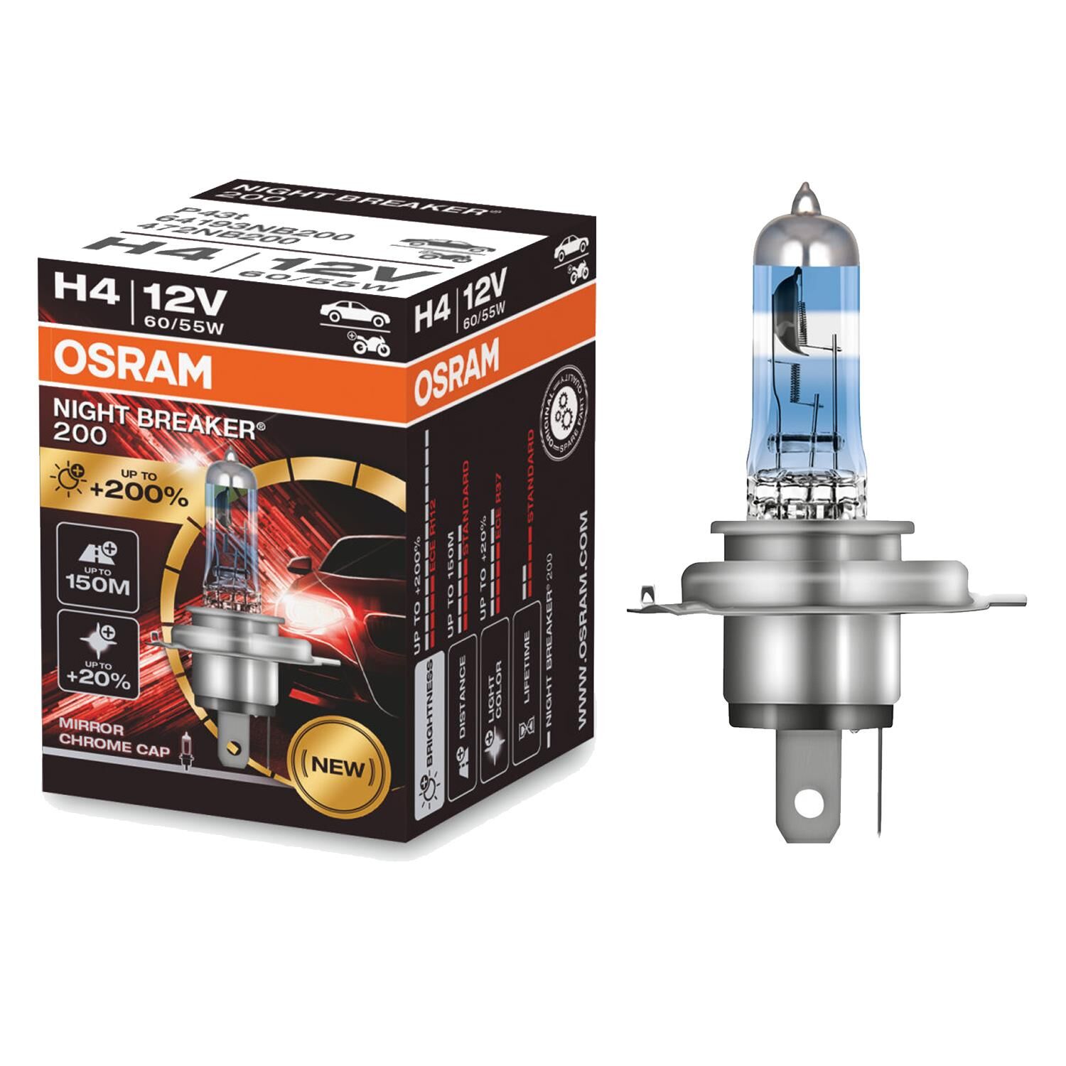 Osram Night Breaker 200 H4 Ampul 64193NB200 - %200 Fazla Işık