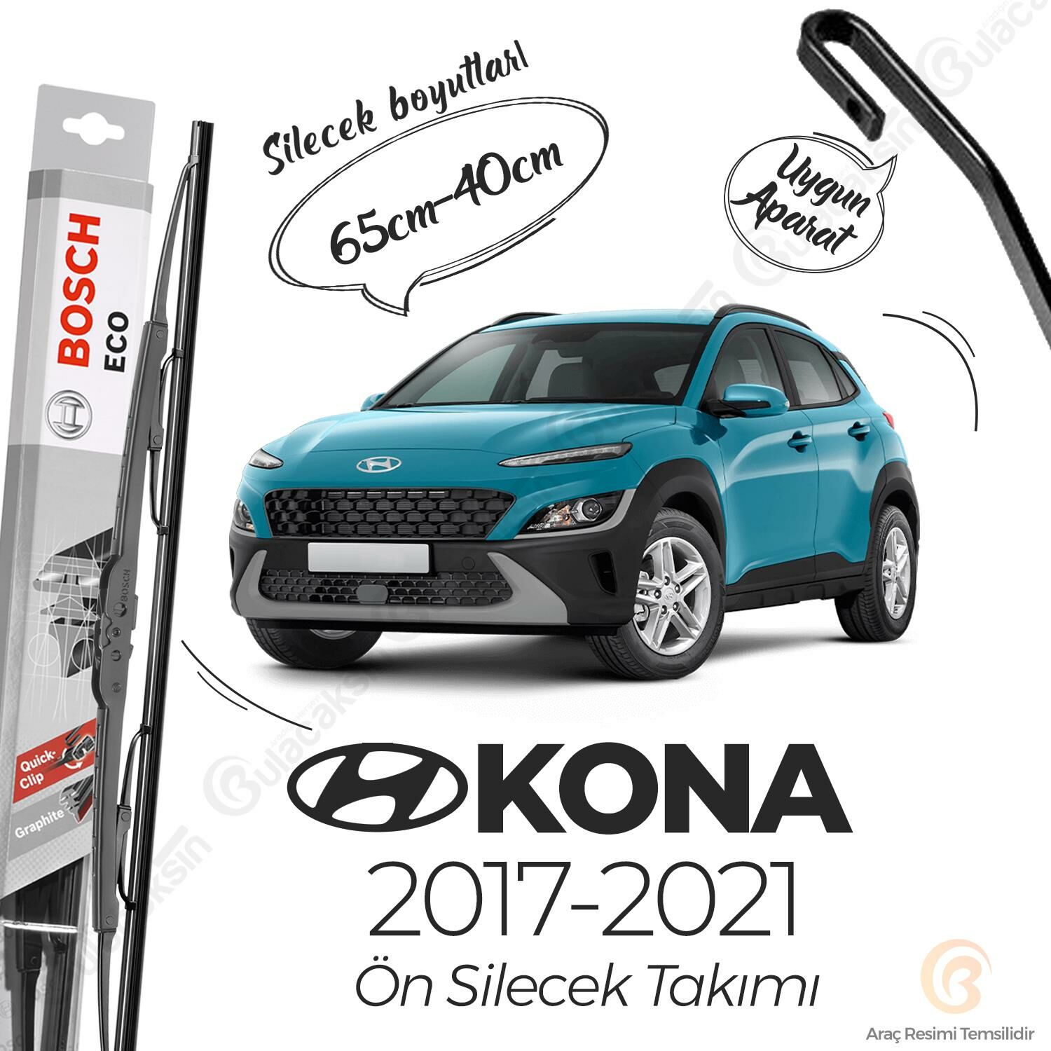 Bosch Eco Ön Silecek Takımı Hyundai Kona 2017-2021 ile uyumlu
