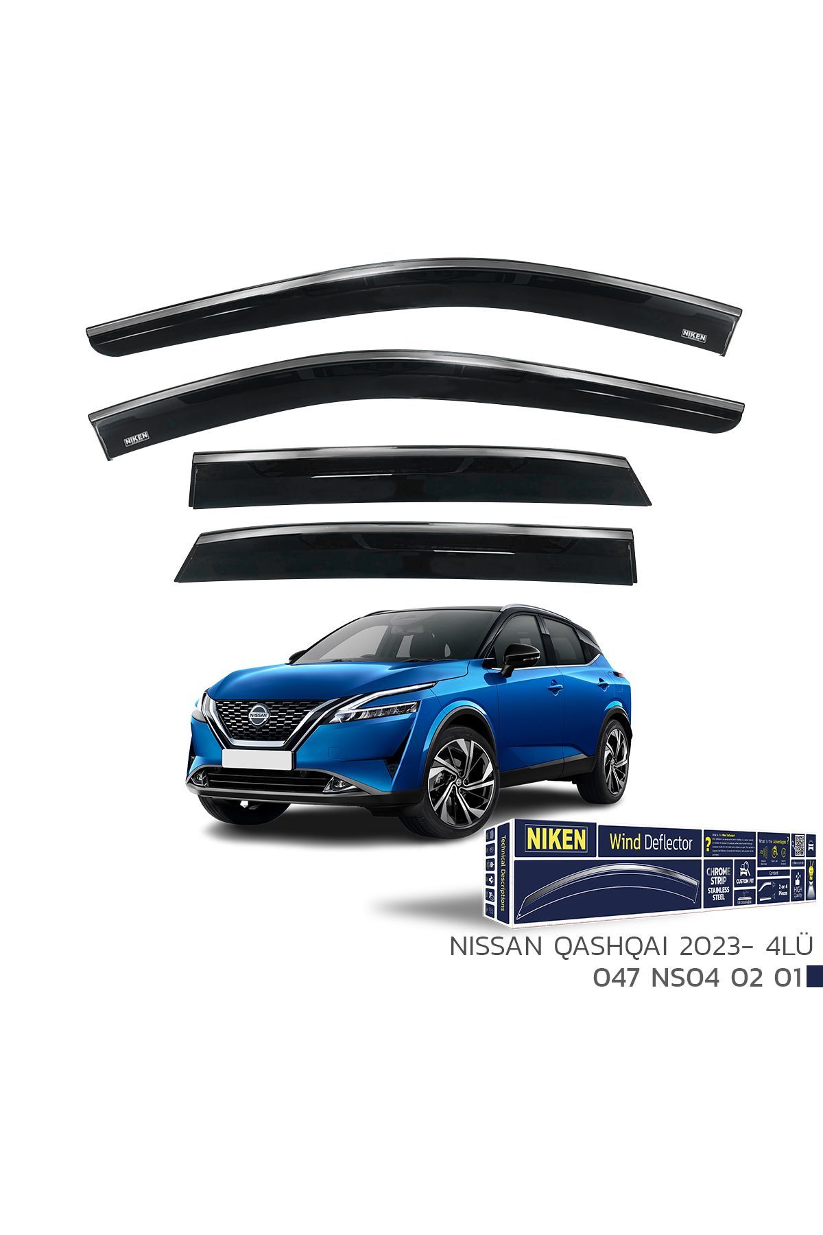 Niken Kromlu Cam Rüzgarlığı Nissan Qashqai 2023 Ve Sonrası ile uyumlu