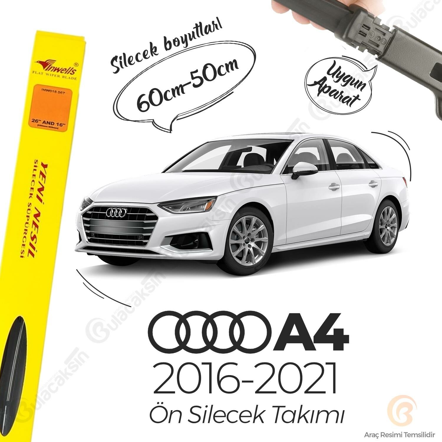 inwells Muz Silecek Takımı Audi A4 B9 2016-2021 ile uyumlu