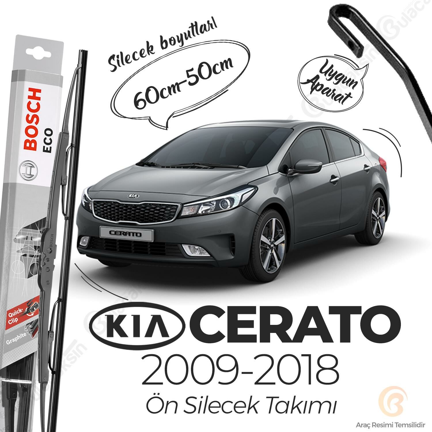 Bosch Eco Ön Silecek Takımı Kia Cerato 2014-2017 ile uyumlu