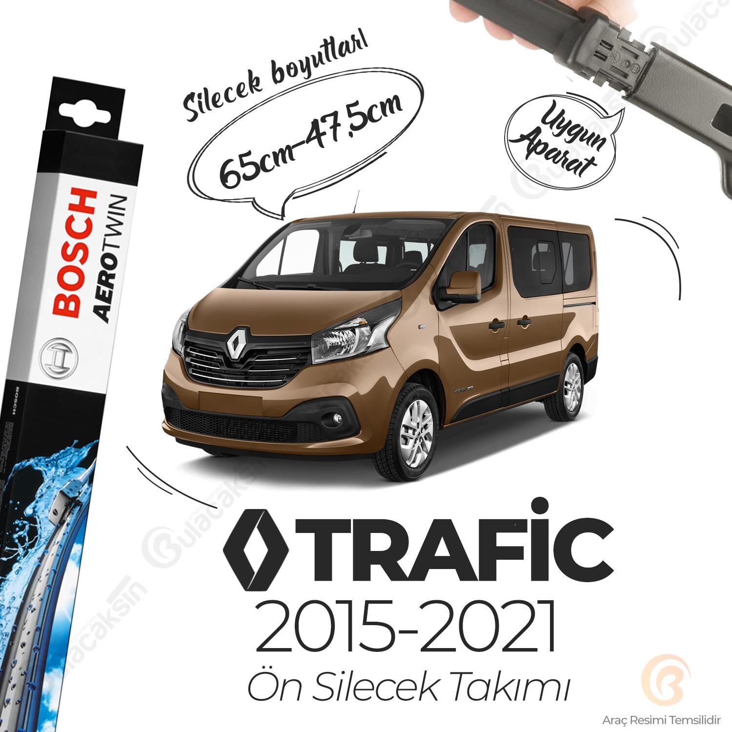 Bosch Aerotwin Muz Silecek Takımı Renault Trafic 2015-2021 ile uyumlu