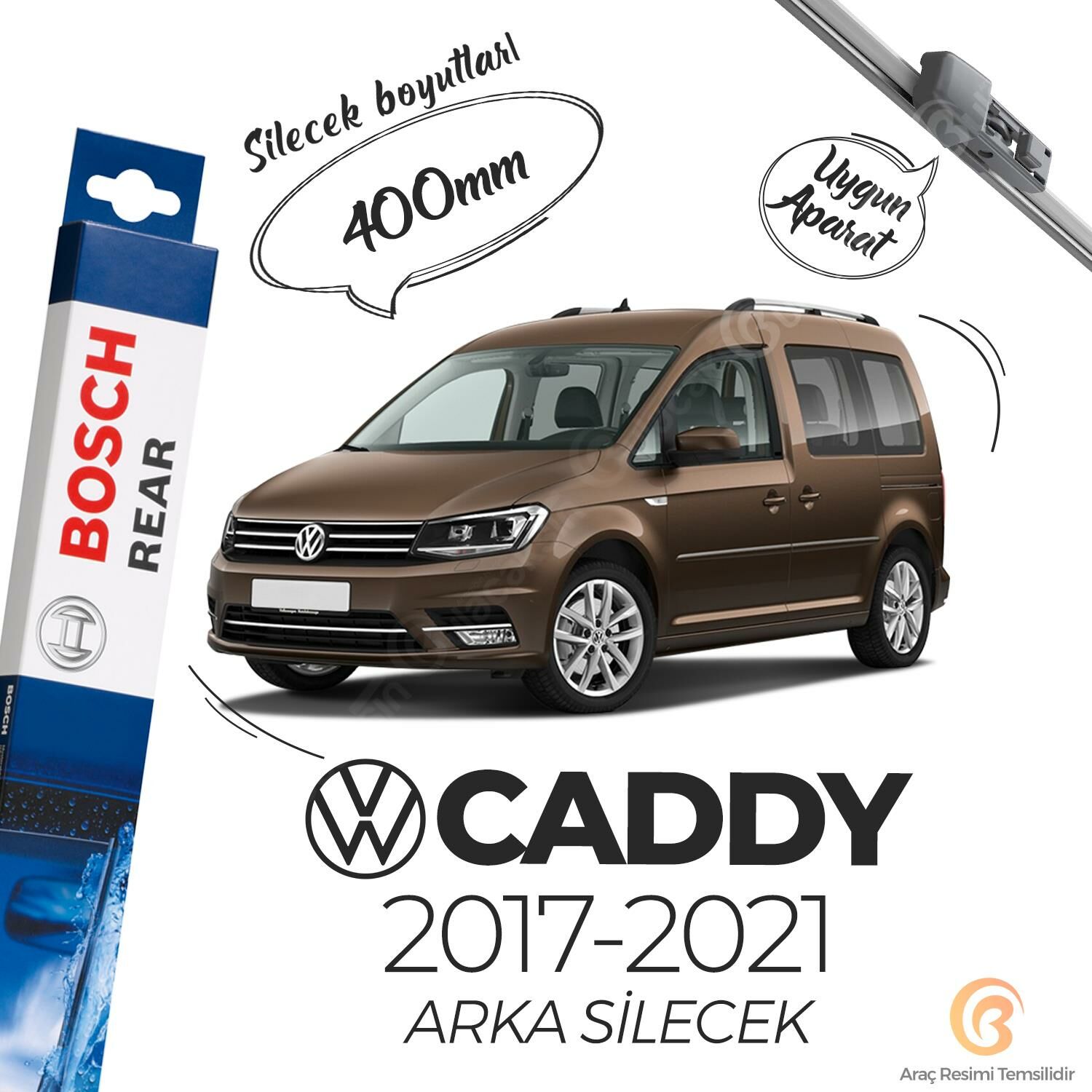 Bosch Rear Arka Silecek Volkswagen Caddy 2017-2021 ile uyumlu
