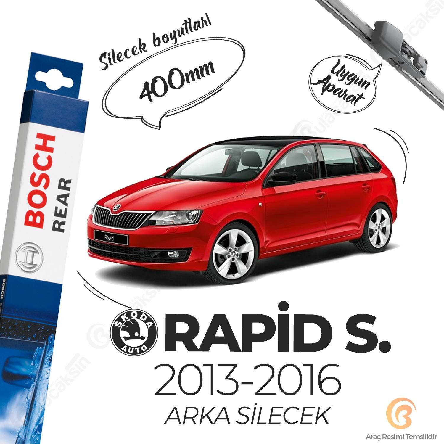 Bosch Rear Arka Silecek Skoda Rapid Spaceback 2013-2016 ile uyumlu