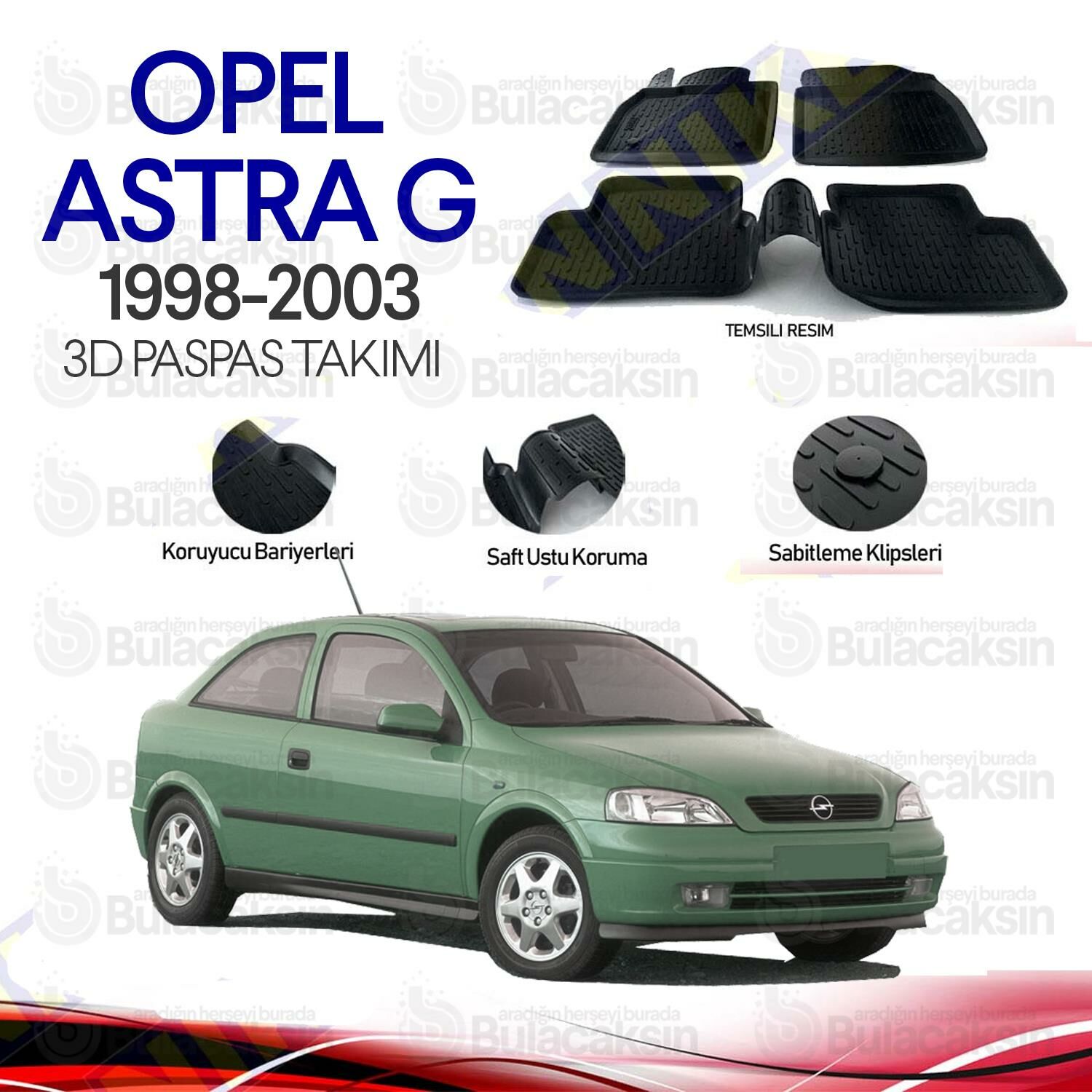 Opel Astra G 1998 - 2003 3D Havuzlu Oto Paspas Takımı