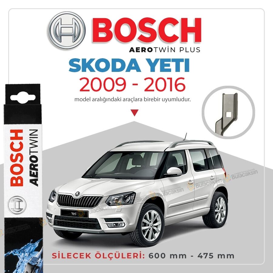 Bosch Aerotwin Muz Silecek Takımı Skoda Yeti 2009-2016 ile uyumlu
