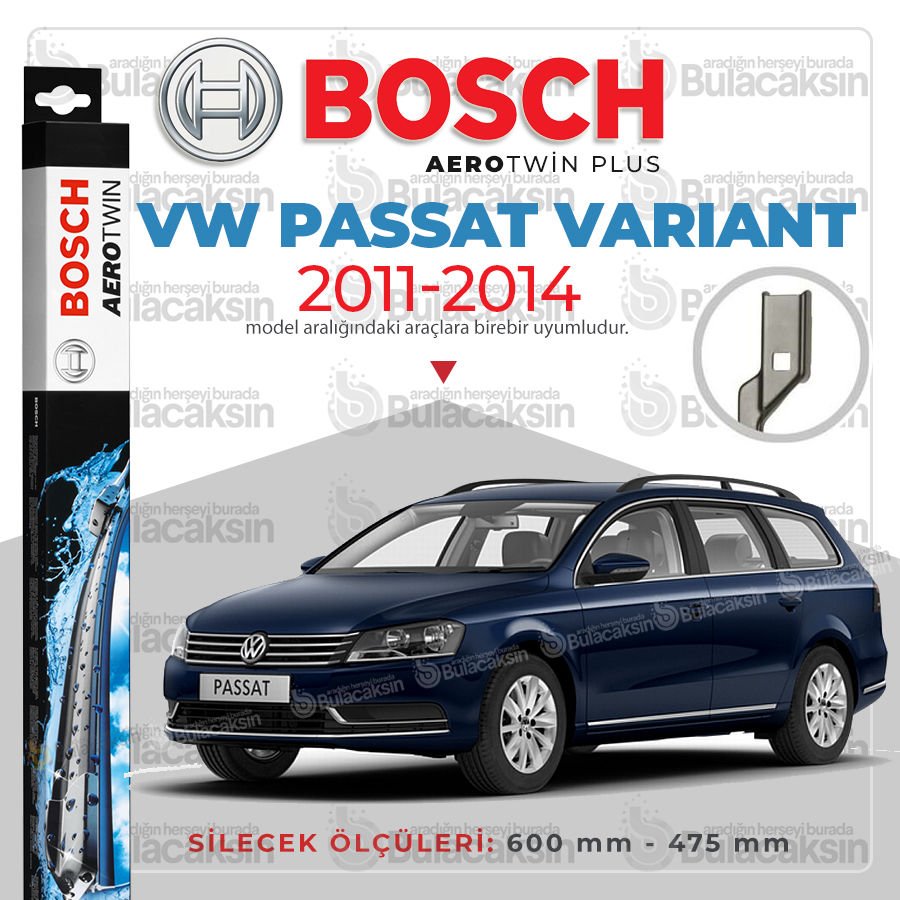 Bosch Aerotwin Muz Silecek Takımı VW Passat Variant 2011-2014 ile uyumlu