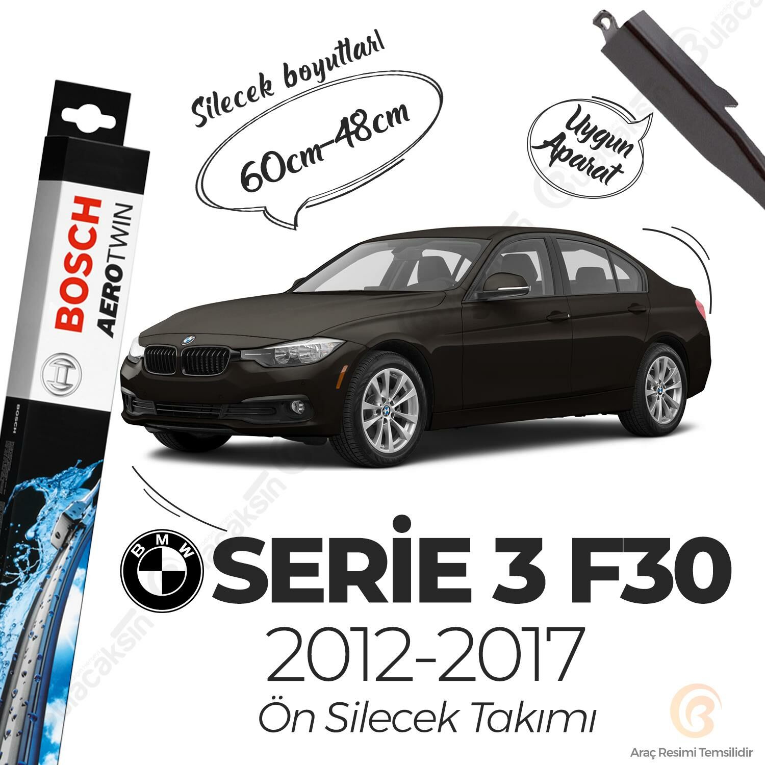 Bosch Aerotwin Muz Silecek Takımı Bmw 3 F30 2012-2017 ile uyumlu