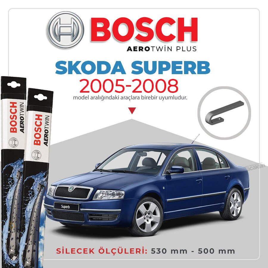 Bosch Aerotwin Muz Silecek Takımı Skoda Superb 2005-2008 ile uyumlu