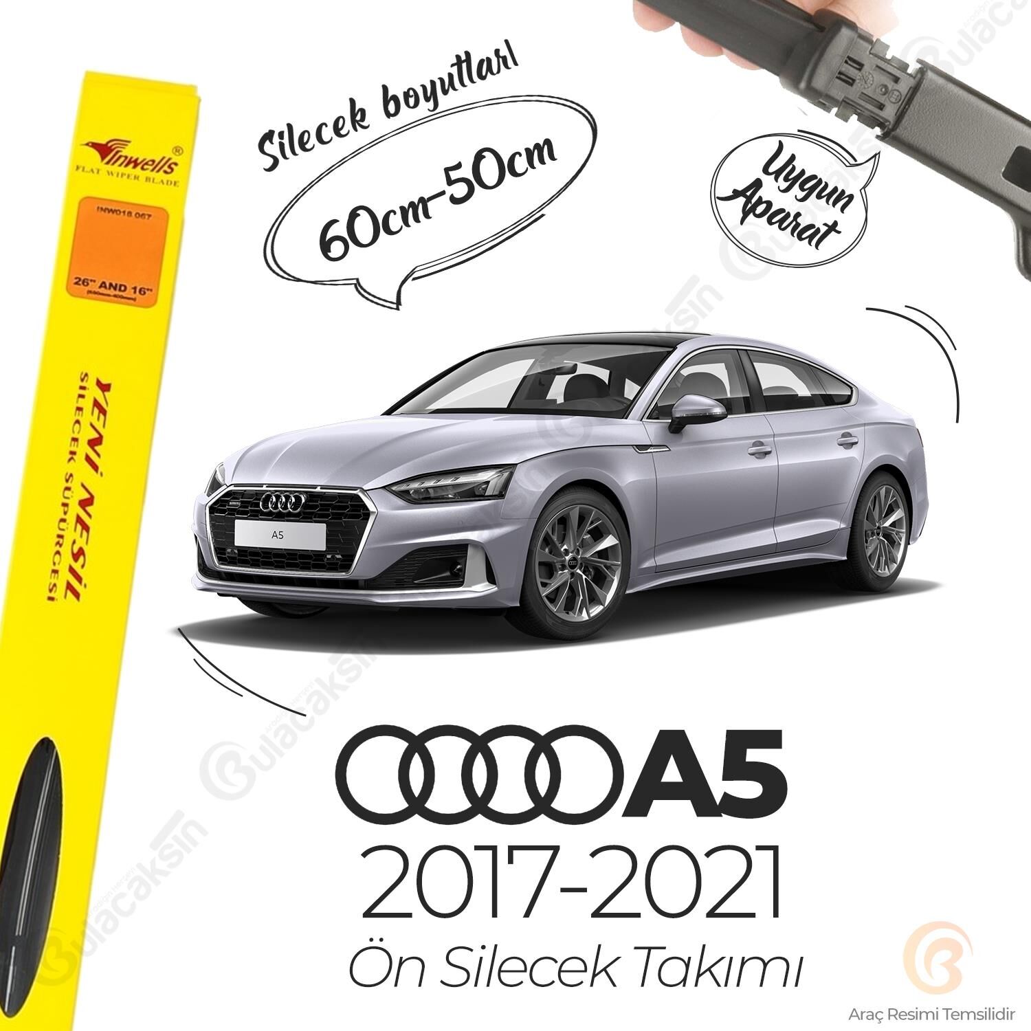 İnwells Muz Silecek Takımı Audi A5 2018-2021 ile uyumlu