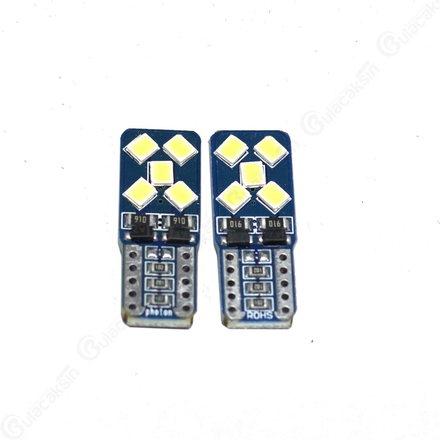 T10 W5W 12V Dipsiz 10 Led 2'li Paket - Beyaz Işık