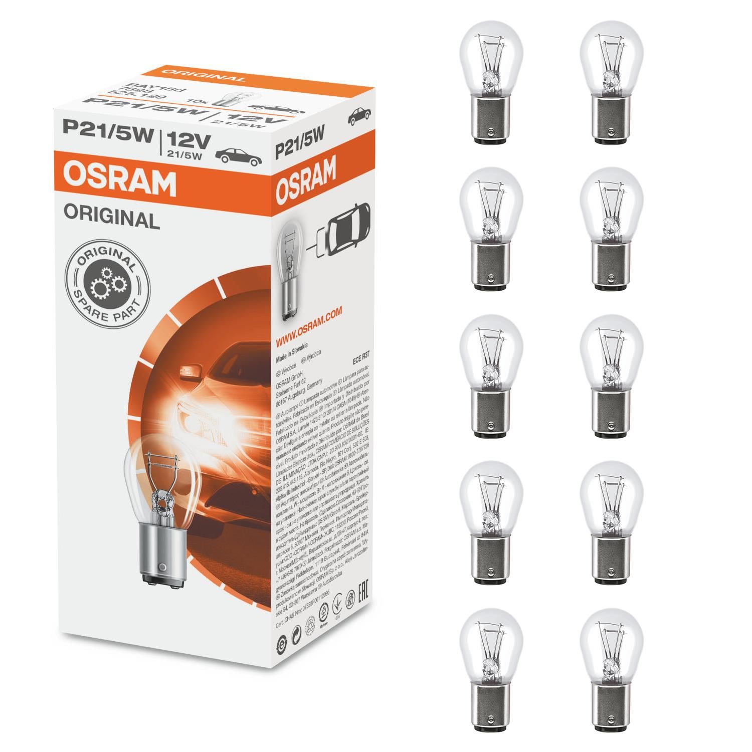 Osram 7528 P21/5W 1016 Stop Ampul 12V 21/5W Çift Duy Şaşı Tırnak 10 ADET