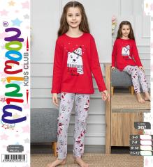 Minimoon Kız Çocuk İnterlok Pijama Takımı