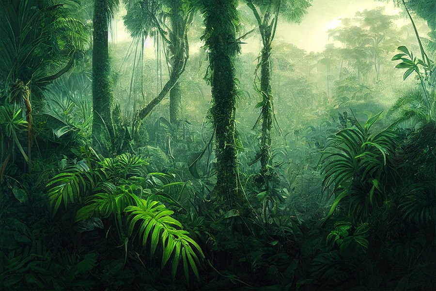 Yeşil Yapraklar Ağaçlar Tropikal Orman Duvar Kağıdı