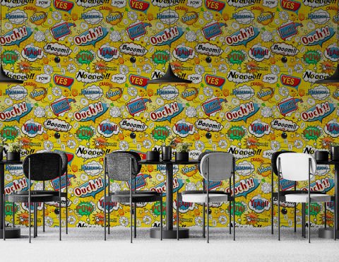Pop Art Desenli Çocuk Odası Cafe Duvar Kağıdı