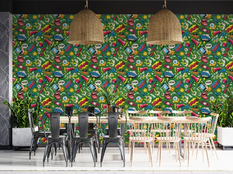 Pop Art Desenli Cafe Bar Duvar Kağıdı